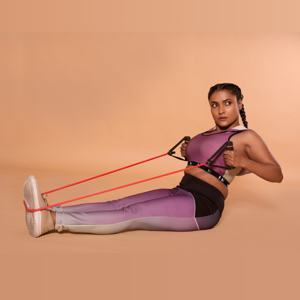 Træningselastik Exertube med håndtag - Sort (Hård styrke, 15 KG.)