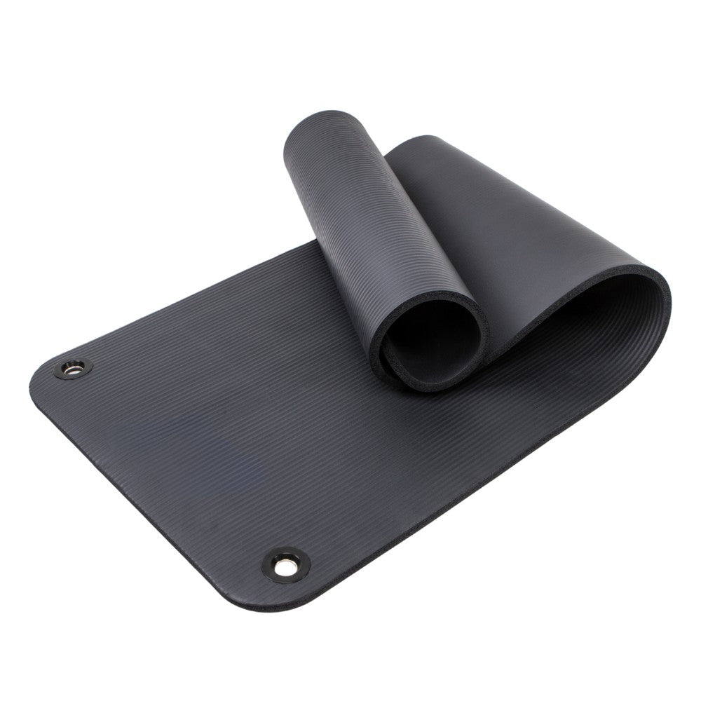 Træningsmåtte - 1,2 cm. Tyk, Skridsikker & huller til ophæng (Sort)