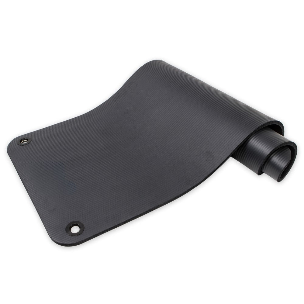 Træningsmåtte - 1,2 cm. Tyk, Skridsikker & huller til ophæng (Sort)