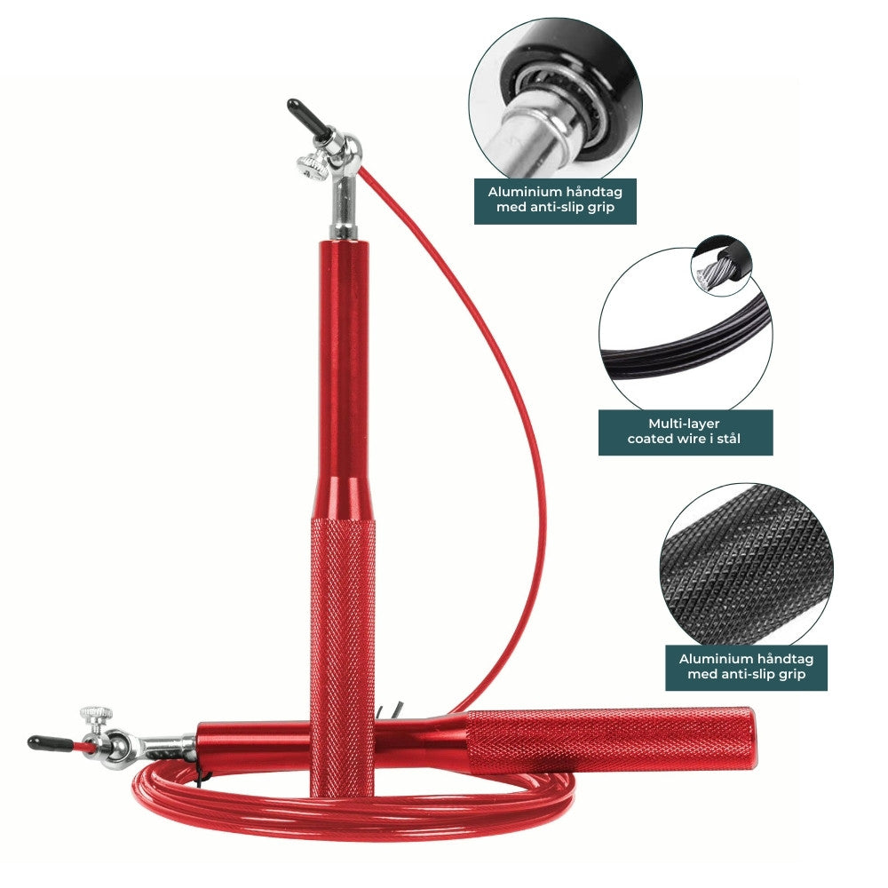 Speedrope Pro i rød (Aluminium greb) fra Sportsact