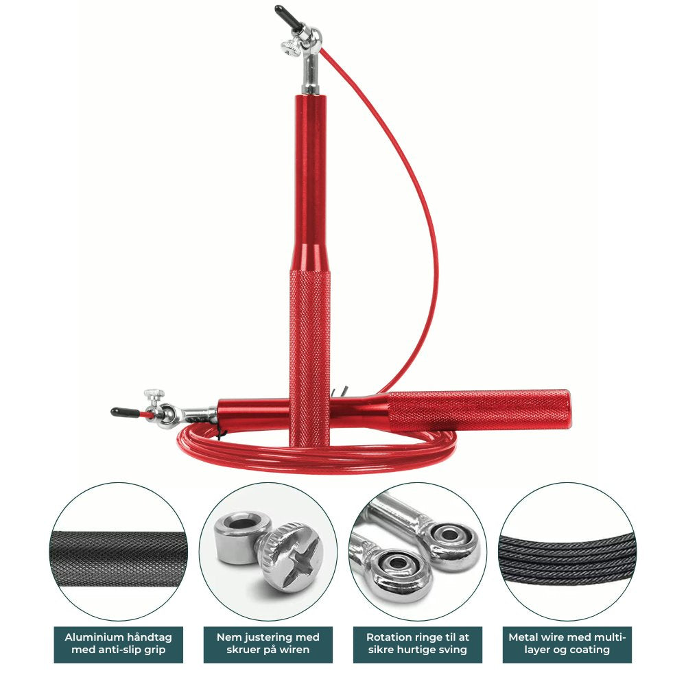 Speedrope Pro i rød (Aluminium greb) fra Sportsact