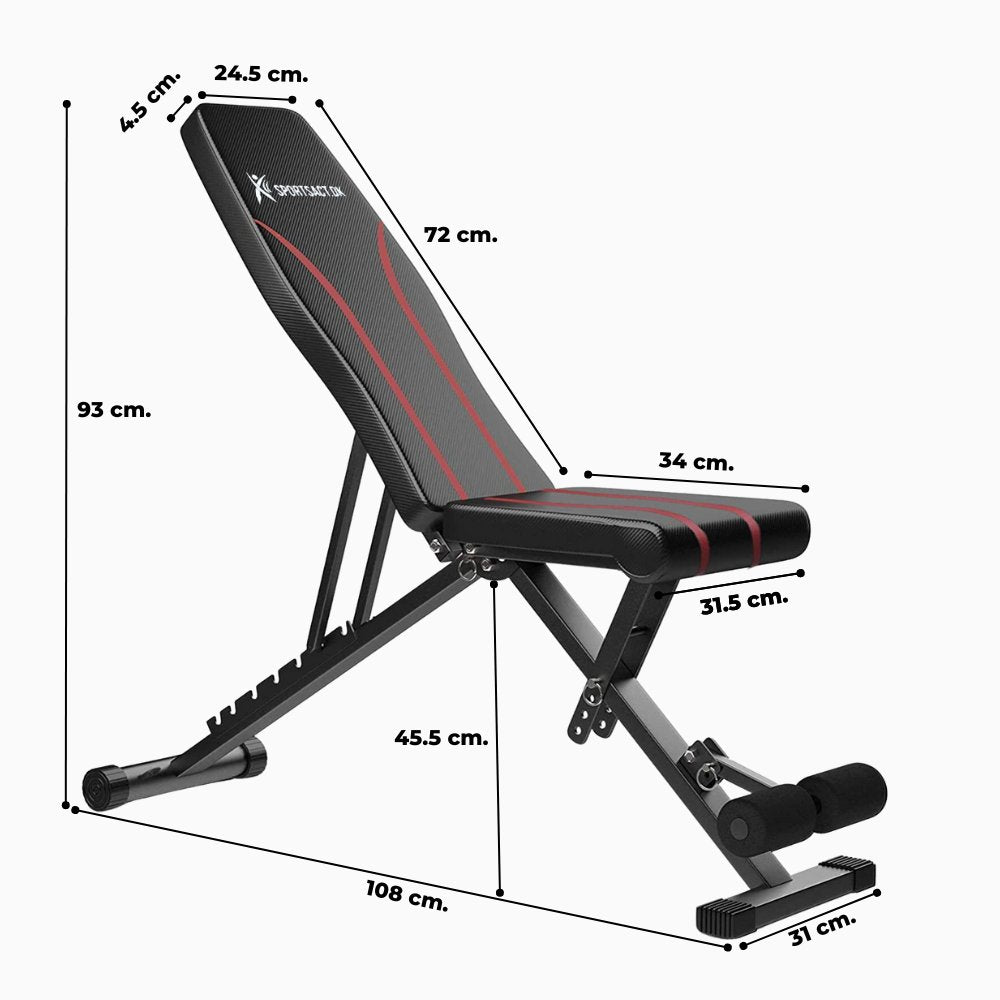 Træningsbænk - Justerbar og foldbar (Max. 200 KG)