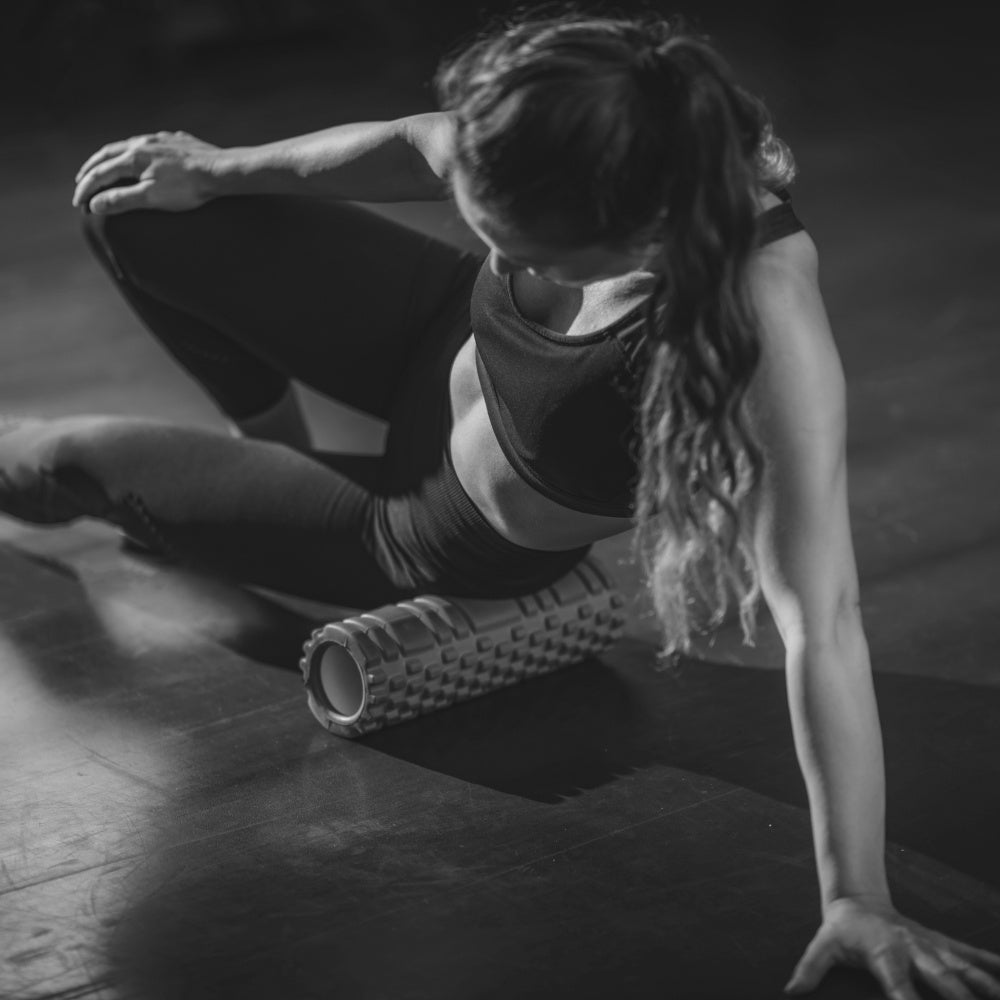 Foam roller med massagepunkter - 34x14 cm. (Sort)