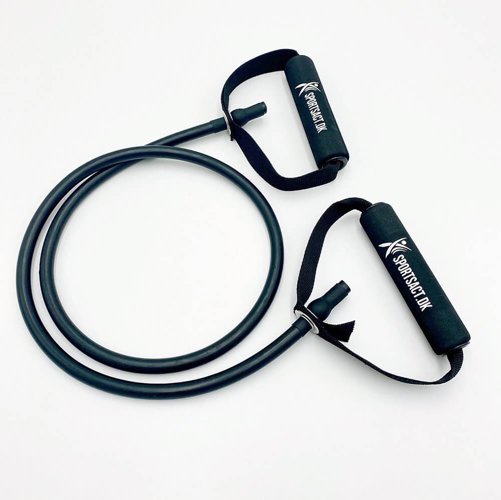 Exertube Træningselastik med håndtag - Sort (Hård modstand, 15 KG.)