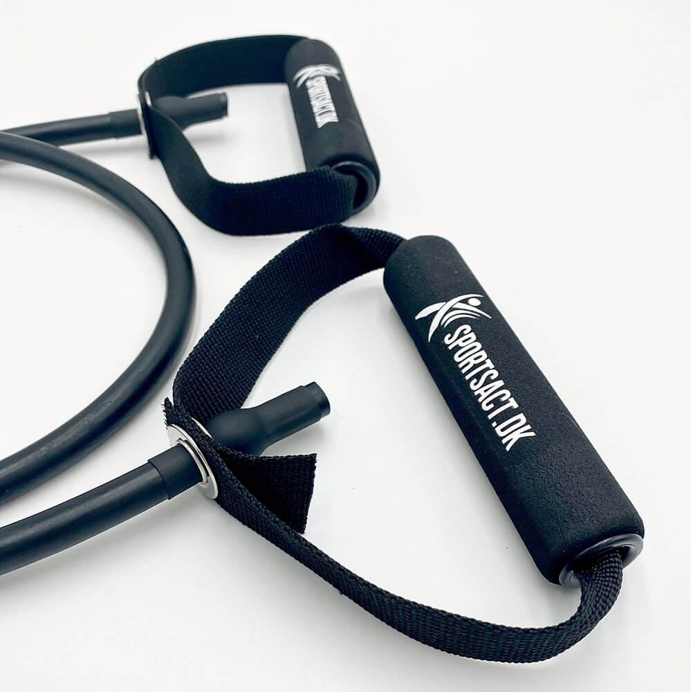 Exertube Træningselastik med håndtag - Sort (Hård modstand, 15 KG.)