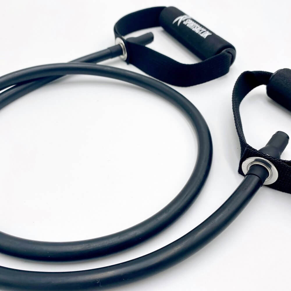 Exertube Træningselastik med håndtag - Sort (Hård modstand, 15 KG.)