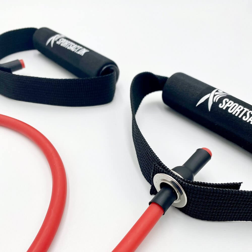 Exertube Træningselastik med håndtag - Rød (Let modstand, 5 KG.)
