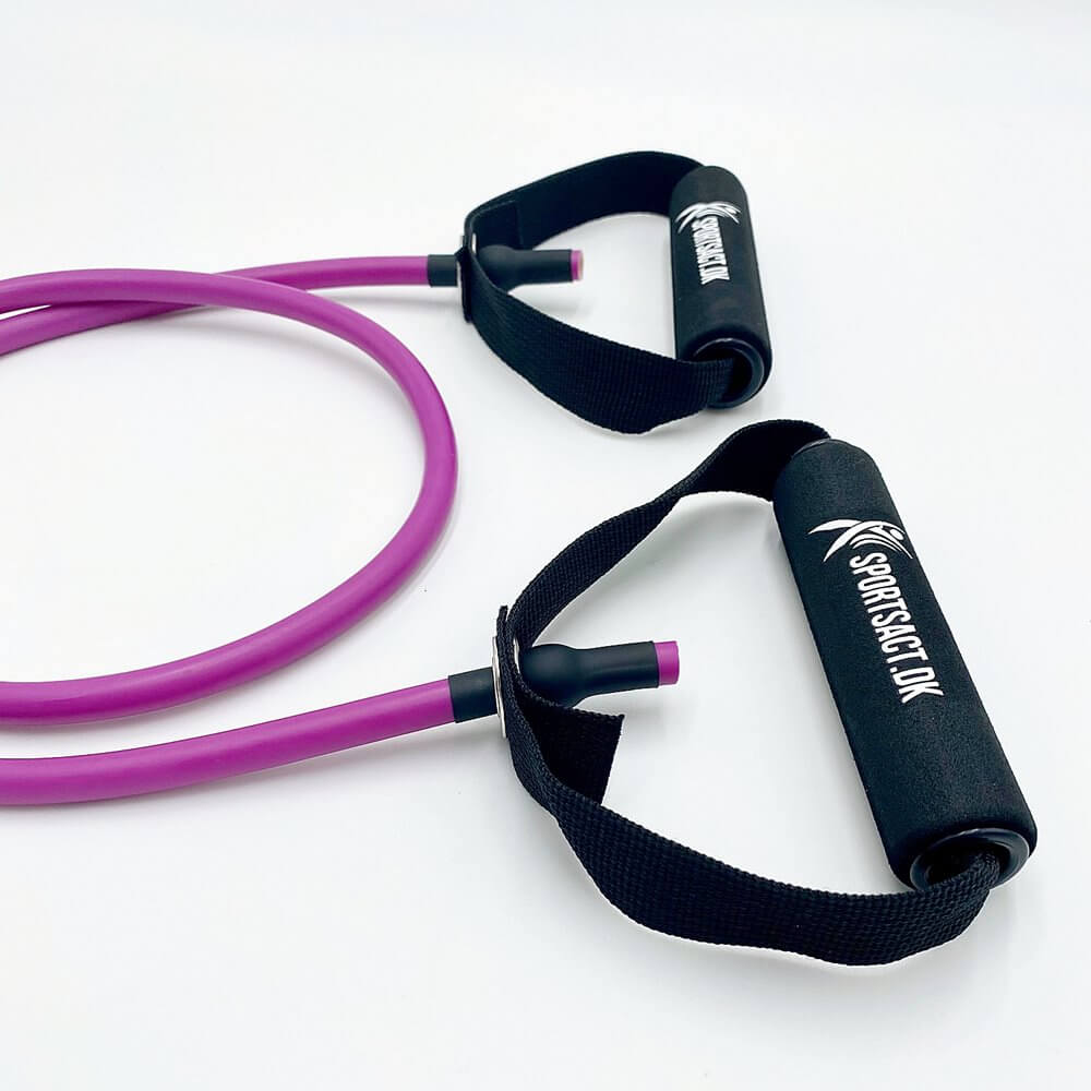 Exertube Træningselastik med håndtag - Lilla (Medium modstand, 10 KG.)