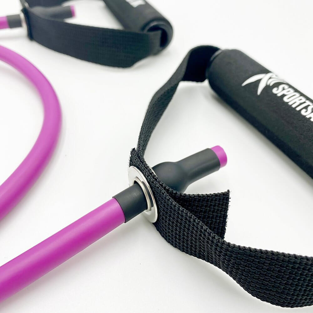 Exertube Træningselastik med håndtag - Lilla (Medium modstand, 10 KG.)