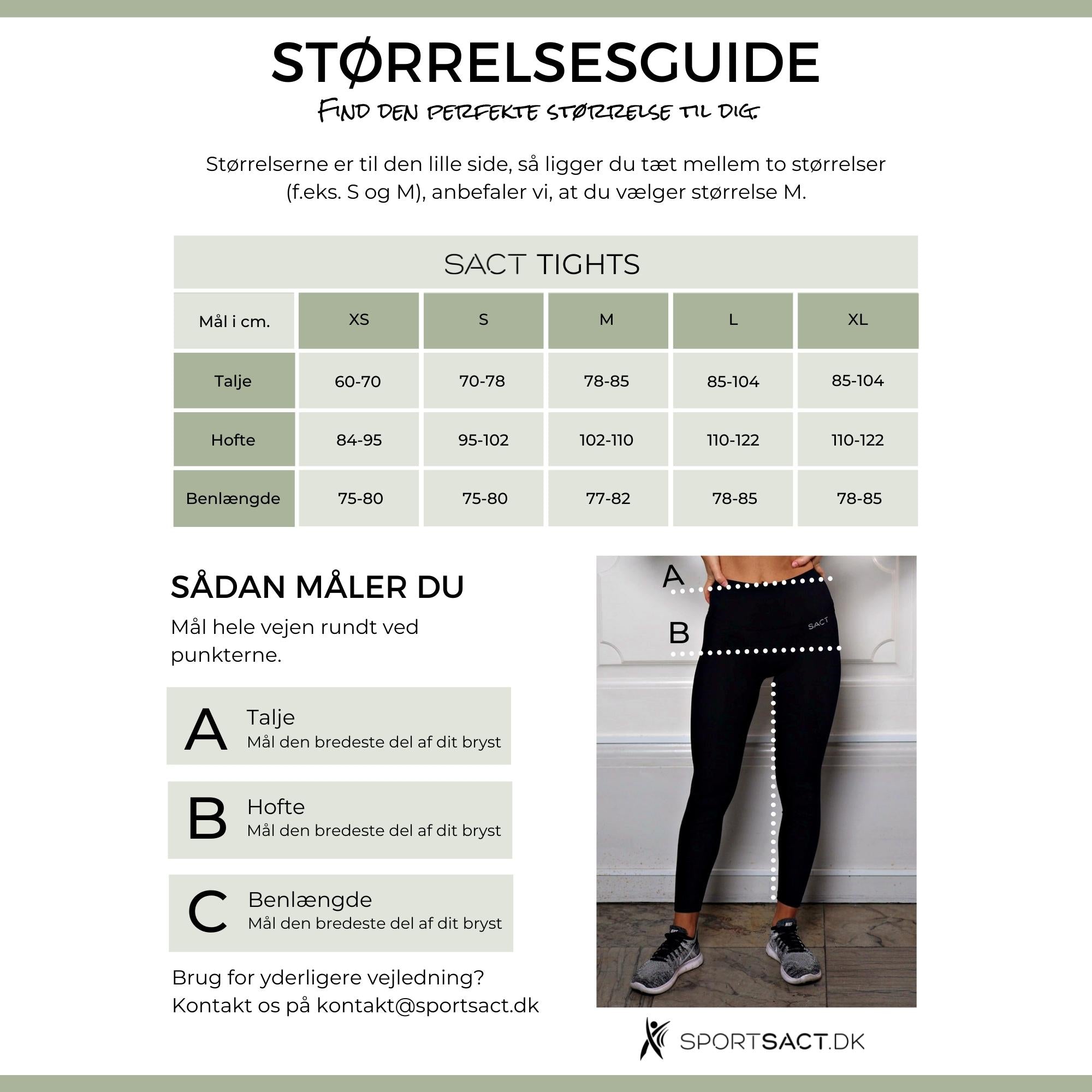 Størrelsesguide SACT Tights