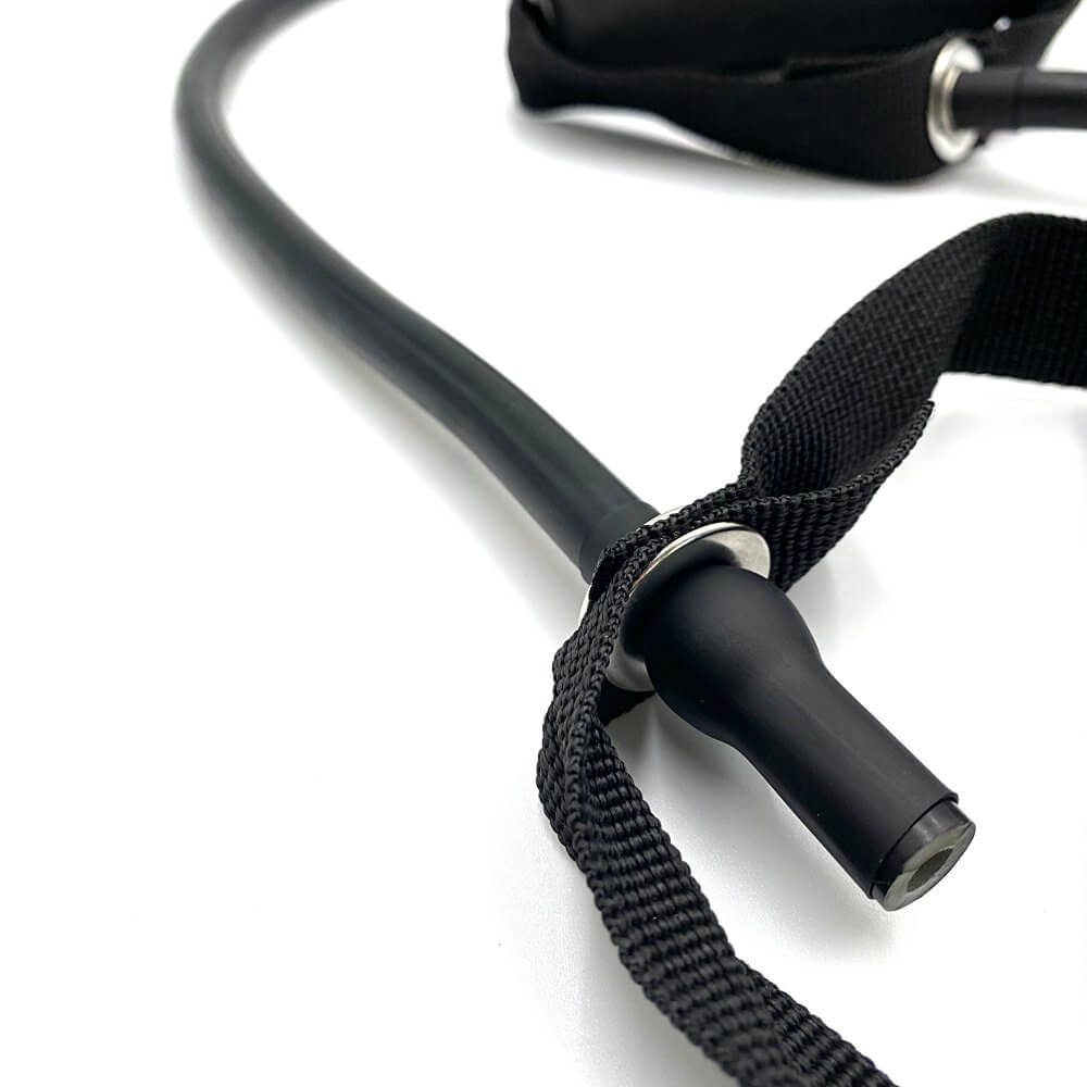 Træningselastik Exertube med håndtag - Sort (Hård styrke, 15 KG.)