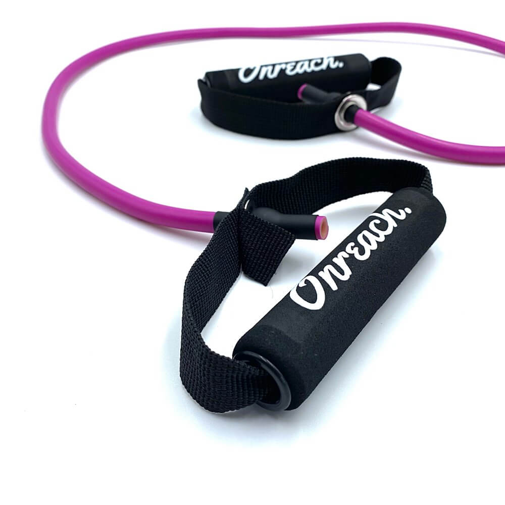 Træningselastik Exertube med håndtag - Lilla (Medium styrke, 10 KG.)