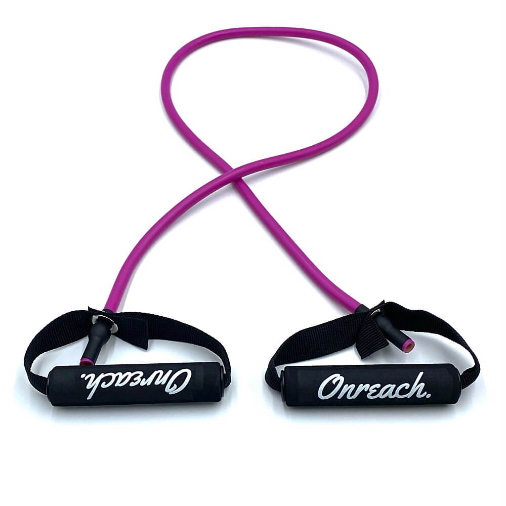 Træningselastik Exertube med håndtag - Lilla (Medium styrke, 10 KG.)
