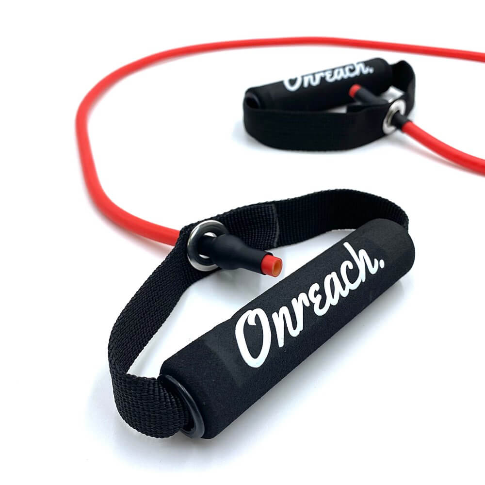 Træningselastik Exertube med håndtag - Rød (Let styrke, 5 KG.)