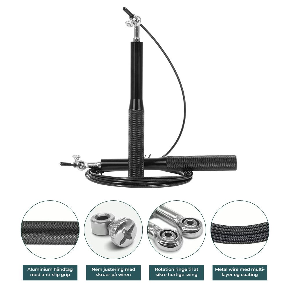 Speedrope PRO sort fra Sportsact (Aluminium greb)